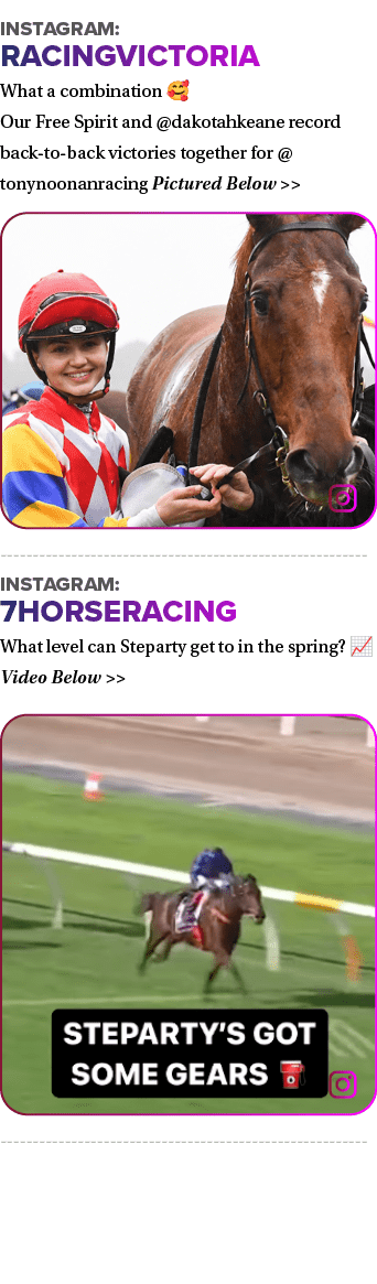 Instagram: racingvictoria What a combination 🥰 Our Free Spirit and @dakotahkeane record back to back victories toget...