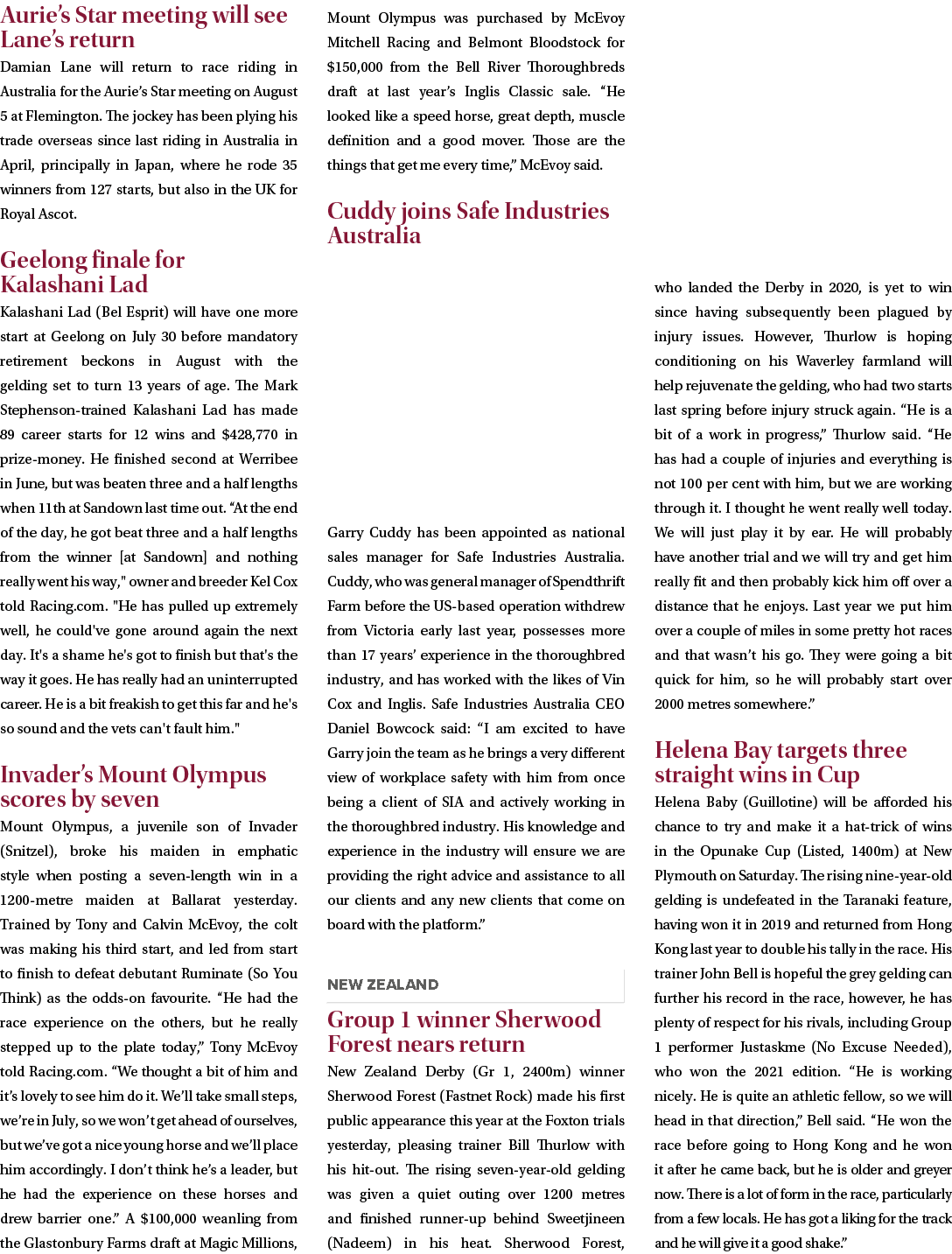 Aurie’s Star meeting will see Lane’s return Damian Lane will return to race riding in Australia for the Aurie’s Star ...