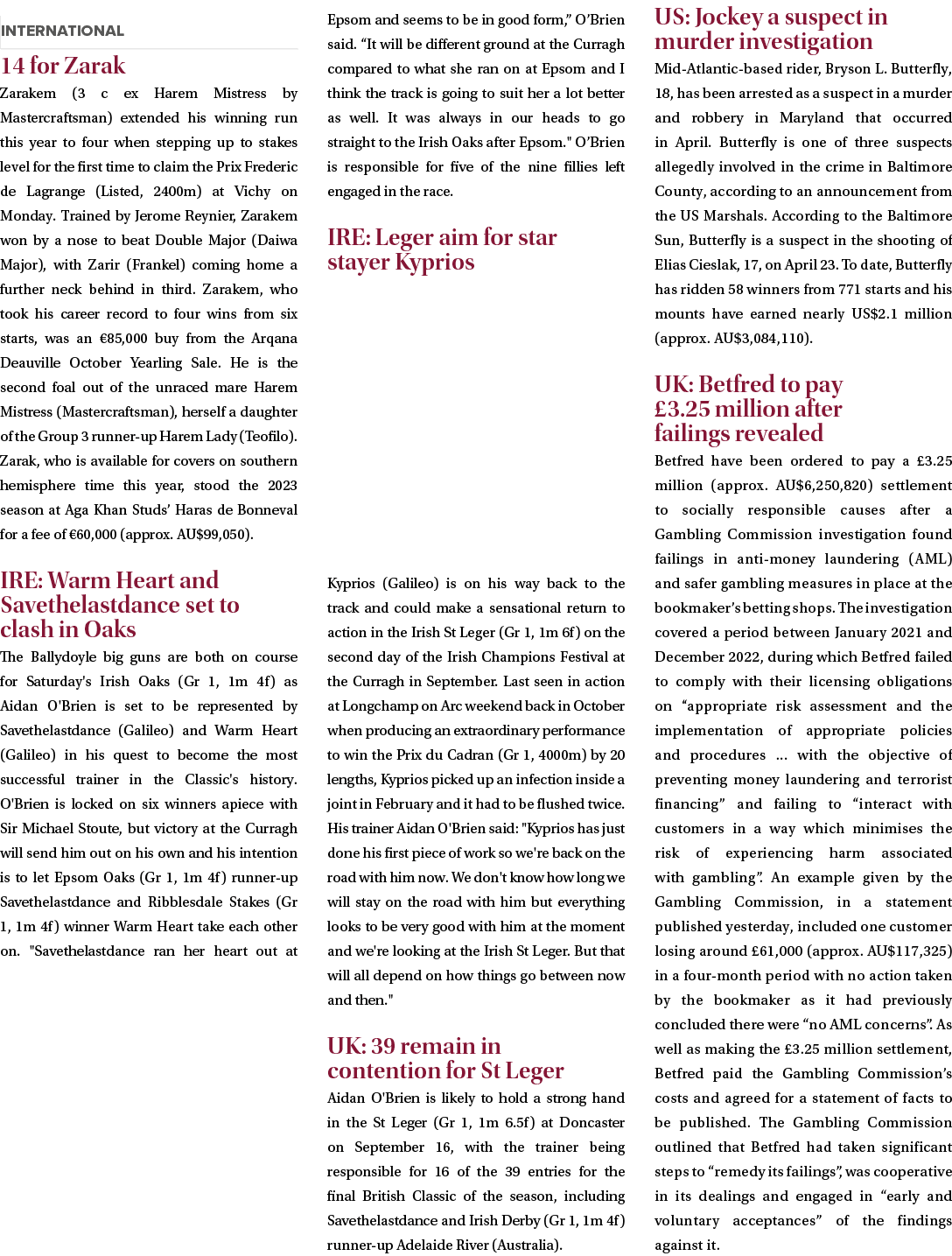  ￼ 14 for Zarak Zarakem (3 c ex Harem Mistress by Mastercraftsman) extended his winning run this year to four when st...