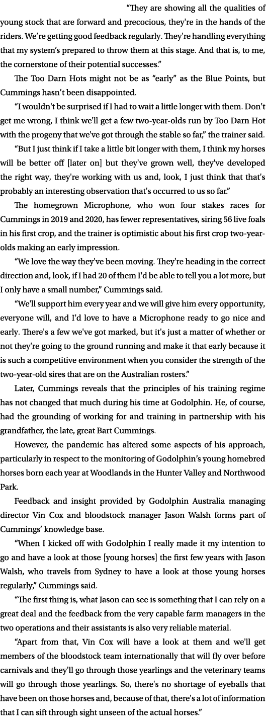 “They are showing all the qualities of young stock that are forward and precocious, they're in the hands of the rider...