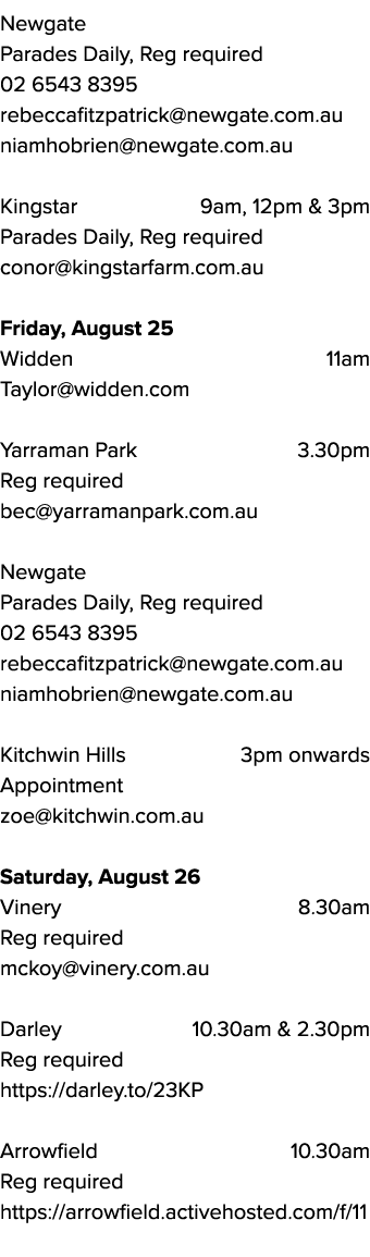 Newgate Parades Daily, Reg required 02 6543 8395 rebeccafitzpatrick@newgate.com.au niamhobrien@newgate.com.au Kingsta...