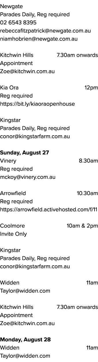 Newgate Parades Daily, Reg required 02 6543 8395 rebeccafitzpatrick@newgate.com.au niamhobrien@newgate.com.au Kitchwi...