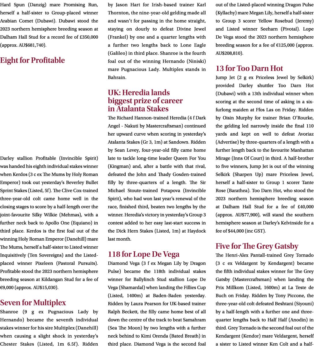 Hard Spun (Danzig) mare Promising Run, herself a half sister to Group placed winner Arabian Comet (Dubawi). Dubawi st...