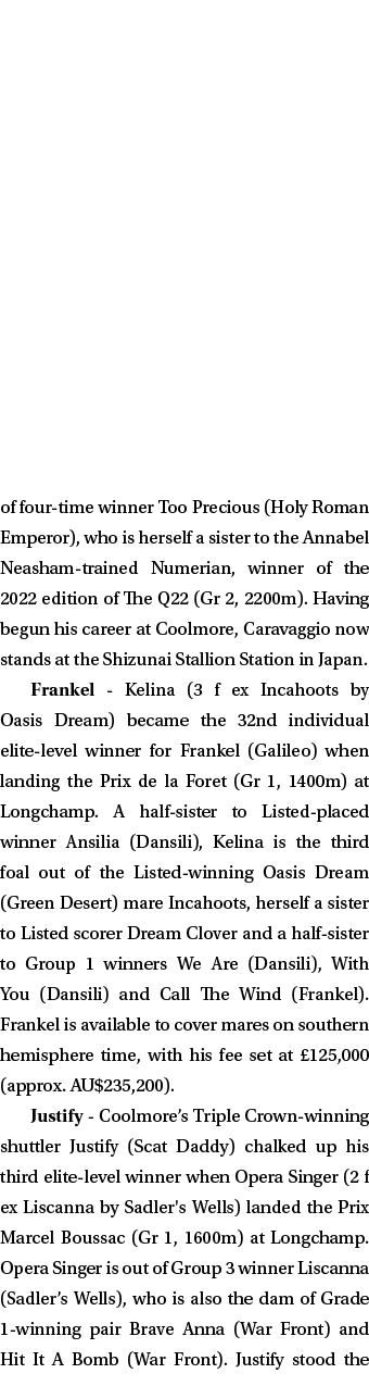 of four time winner Too Precious (Holy Roman Emperor), who is herself a sister to the Annabel Neasham trained Numeria...