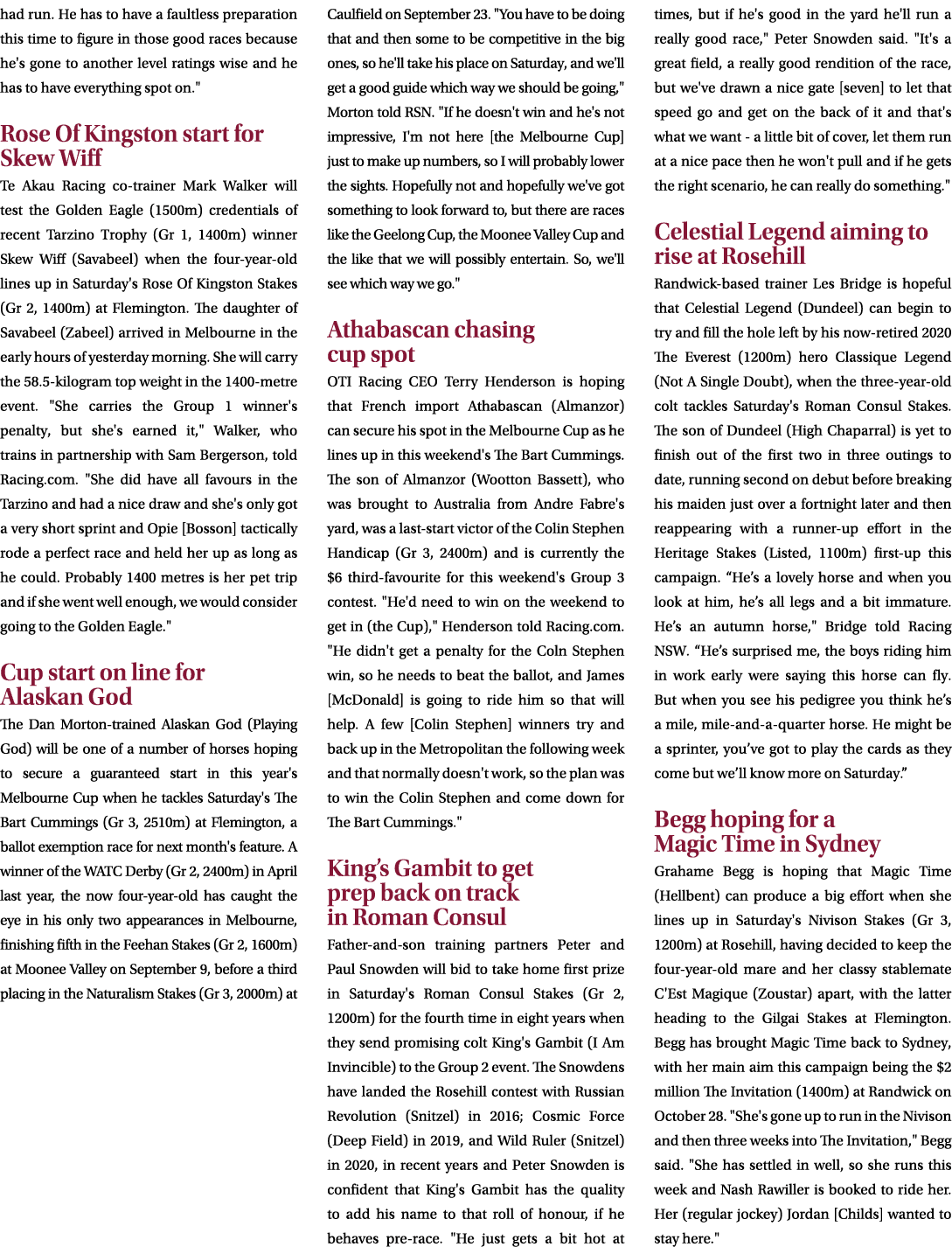 had run. He has to have a faultless preparation this time to figure in those good races because he's gone to another ...