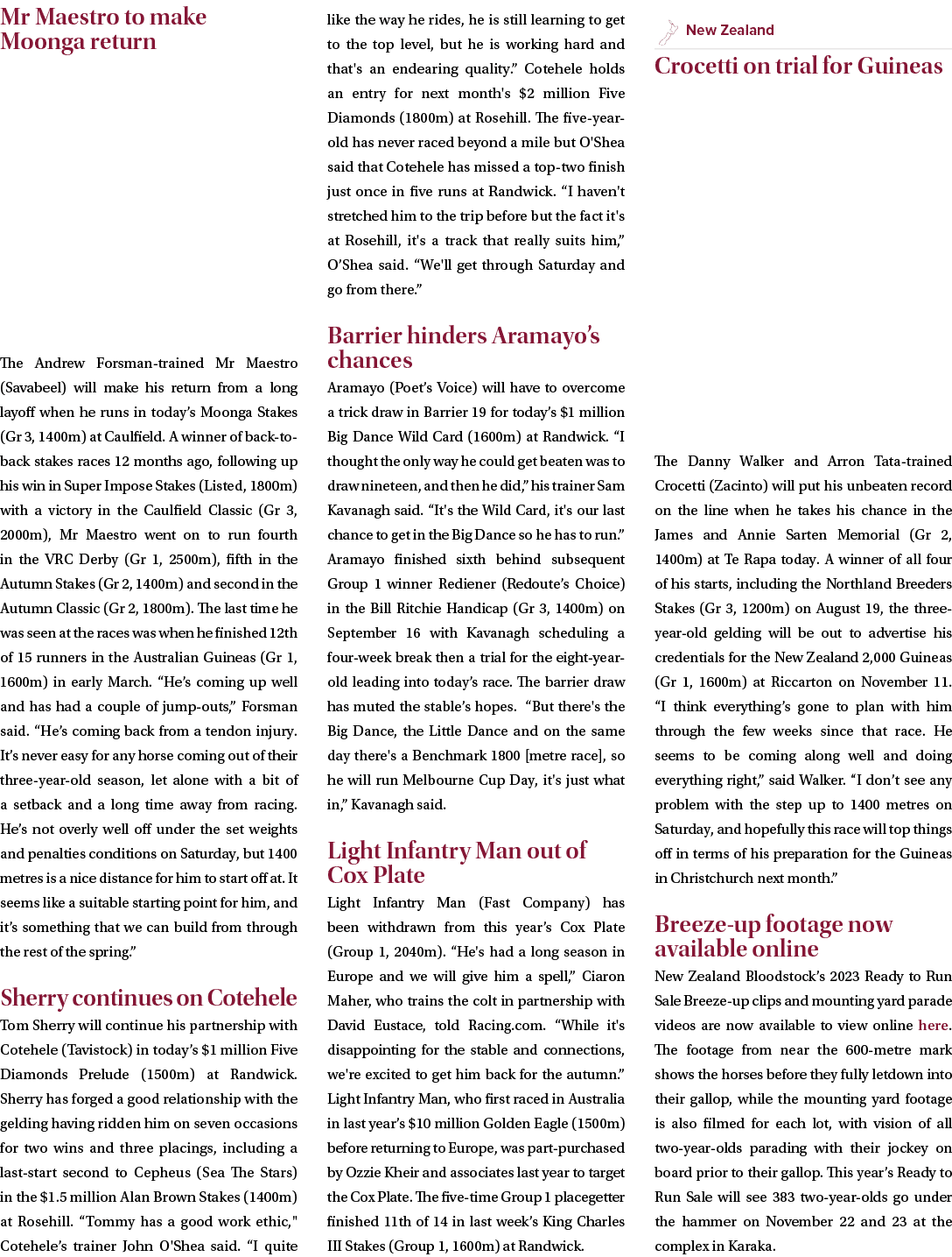 Mr Maestro to make Moonga return The Andrew Forsman trained Mr Maestro (Savabeel) will make his return from a long la...
