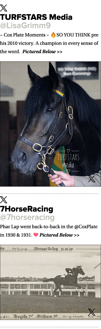 ￼ TURFSTARS Media @LisaGrimm9 ~ Cox Plate Moments ~ 🔥SO YOU THINK pre his 2010 victory. A champion in every sense of...