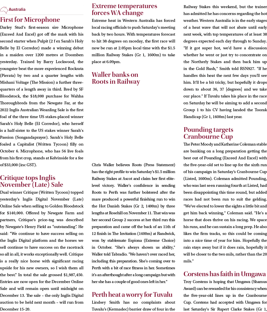 ￼ First for Microphone Darley Stud's first season sire Microphone (Exceed And Excel) got off the mark with his second...