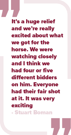 It’s a huge relief and we’re really excited about what we got for the horse. We were watching closely and I think we ...