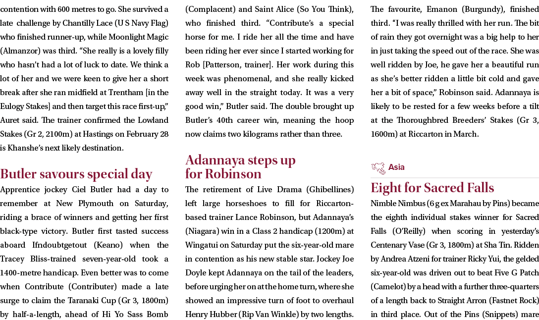 contention with 600 metres to go. She survived a late challenge by Chantilly Lace (U S Navy Flag) who finished runner...