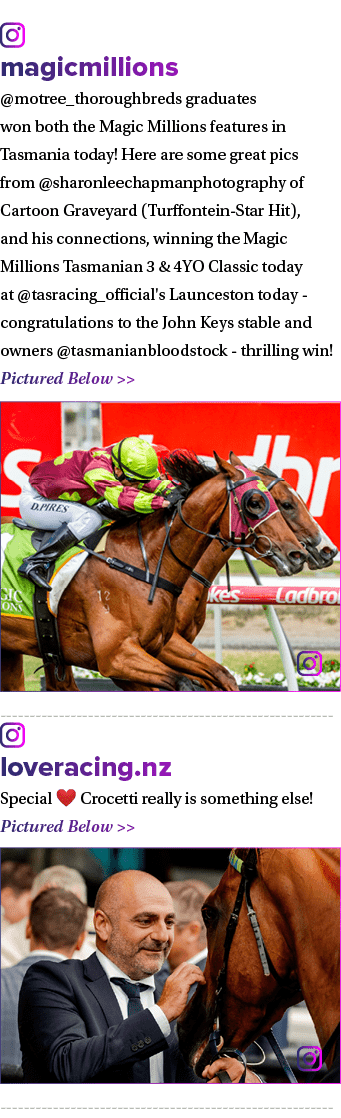 ￼ magicmillions @motree_thoroughbreds graduates won both the Magic Millions features in Tasmania today! Here are some...