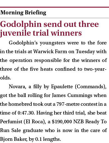  ￼ Godolphin send out three juvenile trial winners Godolphin’s youngsters were to the fore in the trials at Warwick F...