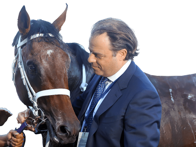 SYDNEY, AUSTRALIA - MARCH 18: Ryan Moore riding Shinzo wins Race 8 The Golden Slipper during the Longines Golden Slipper Day - Sydney Racing at Rosehill Gardens on March 18, 2023 in Sydney, Australia. (Photo by Jeremy Ng/Getty Images)