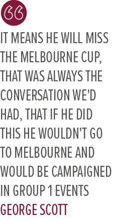 It means he will miss the Melbourne Cup, that was always the conversation we'd had, that if he did this he wouldn't g...
