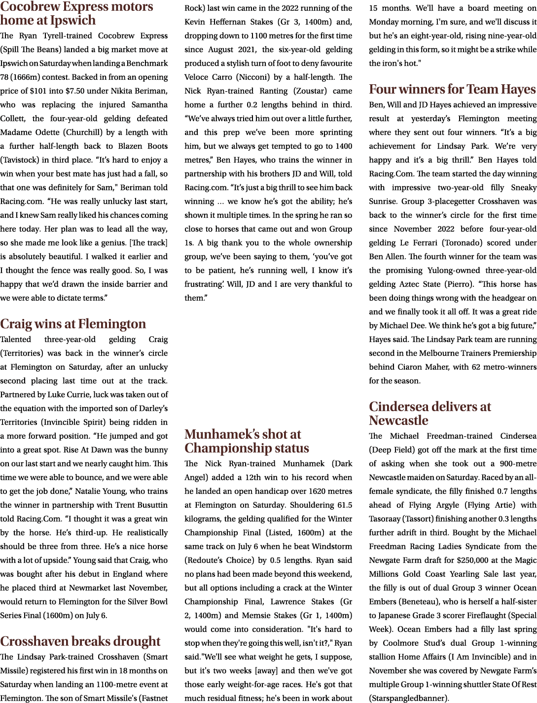 Cocobrew Express motors home at Ipswich The Ryan Tyrell trained Cocobrew Express (Spill The Beans) landed a big marke...