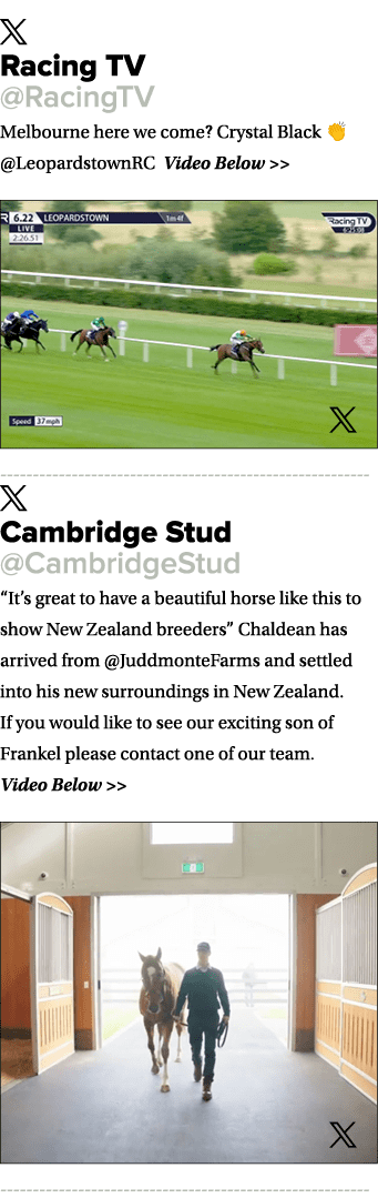 ￼ Racing TV @RacingTV Melbourne here we come? Crystal Black 👏 @LeopardstownRC Video Below   ￼ ￼ Cambridge Stud @Cam...