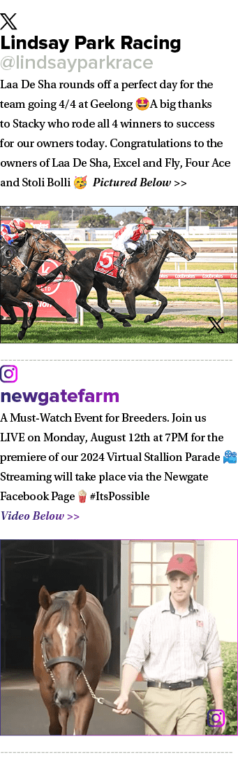 ￼ Lindsay Park Racing @lindsayparkrace Laa De Sha rounds off a perfect day for the team going 4/4 at Geelong 🤩A big ...