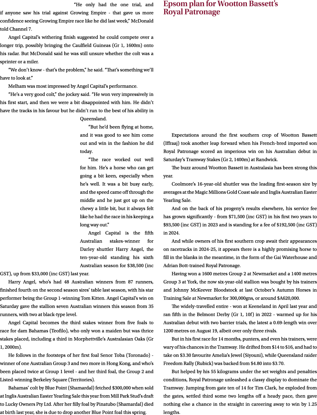 “He only had the one trial, and if anyone saw his trial against Growing Empire that gave us more confidence seeing Gr...