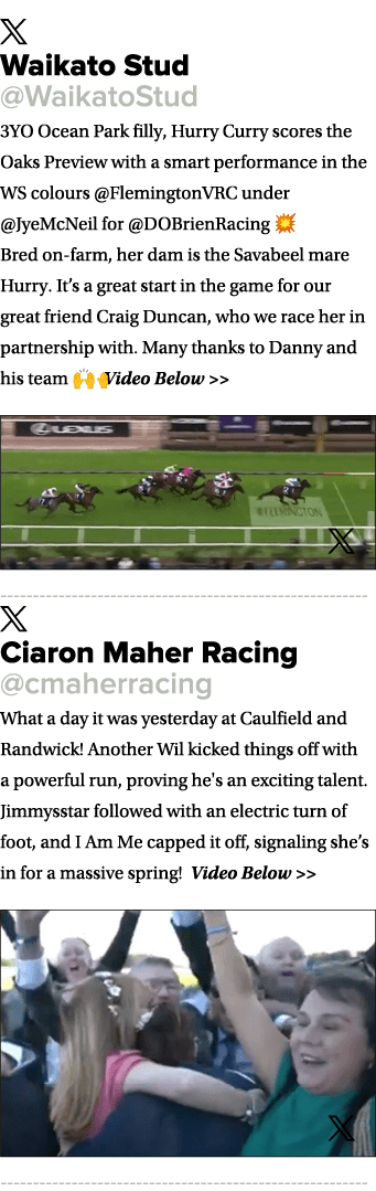 ￼ Waikato Stud @WaikatoStud 3YO Ocean Park filly, Hurry Curry scores the Oaks Preview with a smart performance in the...