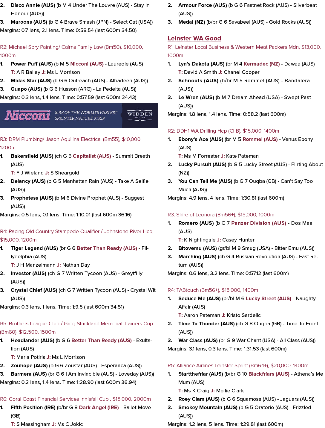 2. Disco Annie (AUS) (b M 4 Under The Louvre (AUS) Stay In Honour (AUS)) 3. Maroons (AUS) (b G 4 Brave Smash (JPN) Se...