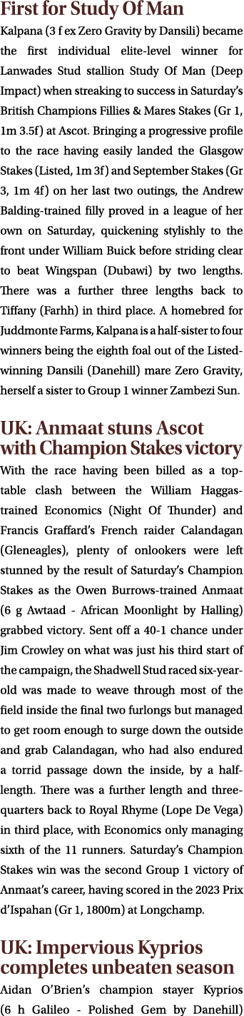 First for Study Of Man Kalpana (3 f ex Zero Gravity by Dansili) became the first individual elite level winner for La...