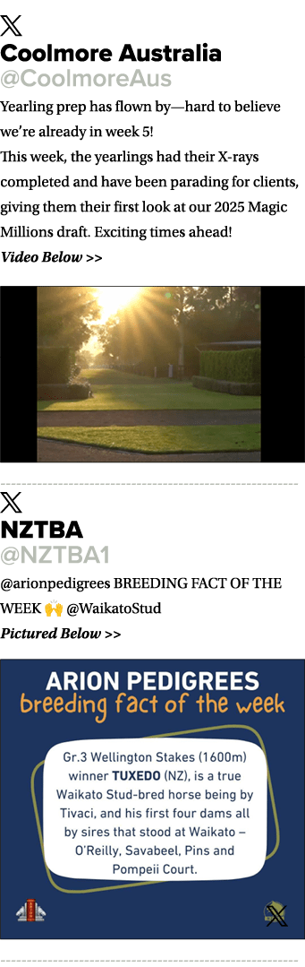 ￼ Coolmore Australia @CoolmoreAus Yearling prep has flown by—hard to believe we’re already in week 5! This week, the ...