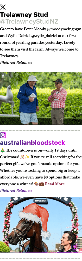 ￼ Trelawney Stud @TrelawneyStudNZ Great to have Peter Moody @moodyracingpgm and Wylie Dalziel @wylie_dalziel at our f...