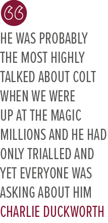 He was probably the most highly talked about colt when we were up at the Magic Millions and he had only trialled and ...