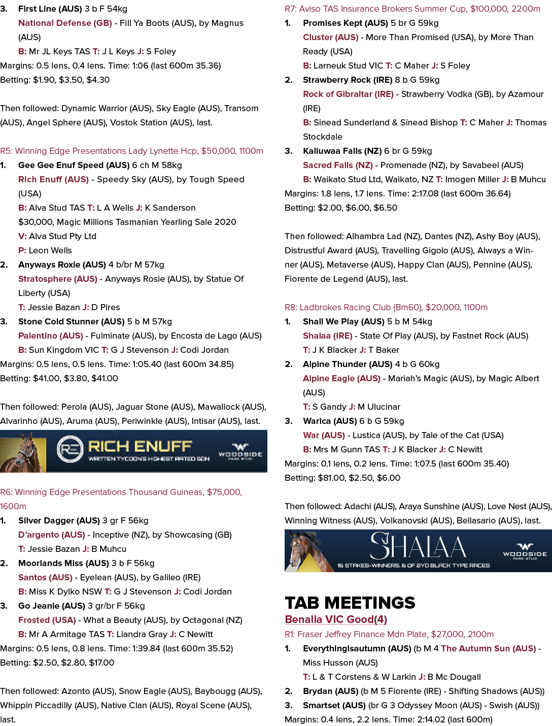 3. First Line (AUS) 3 b F 54kg National Defense (GB) Fill Ya Boots (AUS), by Magnus (AUS) B: Mr JL Keys TAS T: J L Ke...