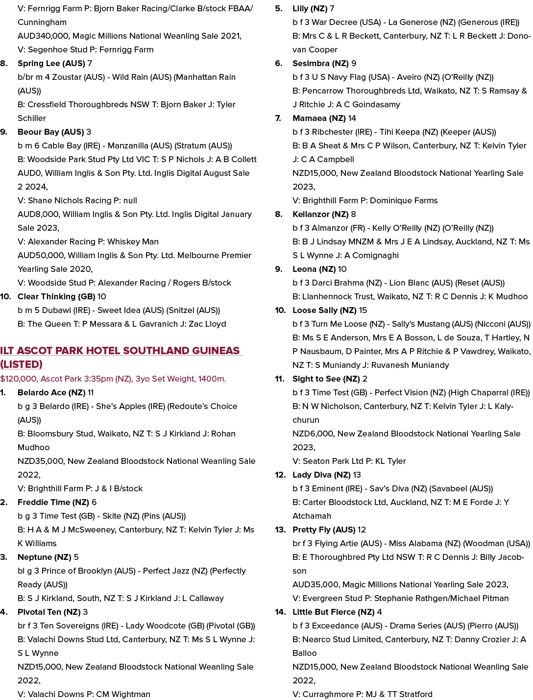 V: Fernrigg Farm P: Bjorn Baker Racing/Clarke B/stock FBAA/Cunningham AUD340,000, Magic Millions National Weanling Sa...