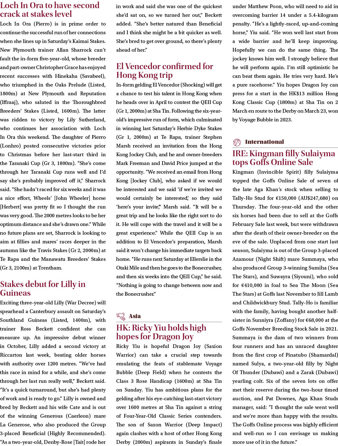 Loch In Ora to have second crack at stakes level Loch In Ora (Pierro) is in prime order to continue the successful ru...