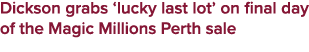 Dickson grabs ‘lucky last lot’ on final day of the Magic Millions Perth sale