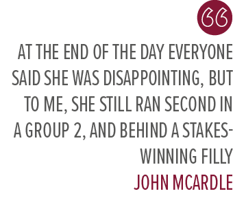 At the end of the day everyone said she was disappointing, but to me, she still ran second in a Group 2, and behind a...