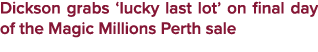Dickson grabs ‘lucky last lot’ on final day of the Magic Millions Perth sale