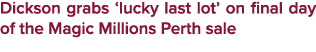 Dickson grabs ‘lucky last lot’ on final day of the Magic Millions Perth sale