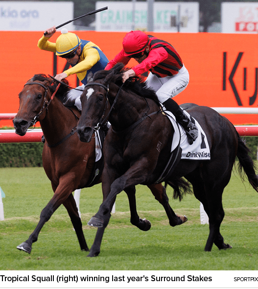 Tropical Squall (right) winning last year's Surround Stakes sportpi
