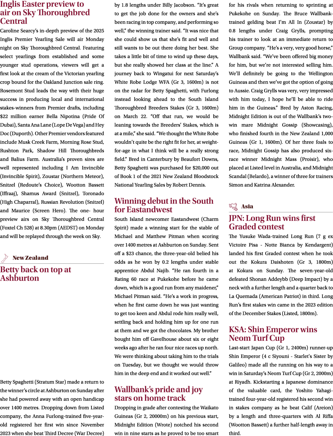 Inglis Easter preview to air on Sky Thoroughbred Central Caroline Searcy’s in depth preview of the 2025 Inglis Premie...