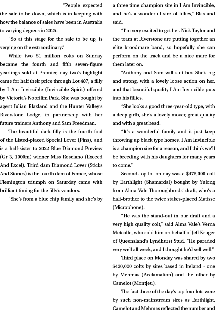 “People expected the sale to be down, which is in keeping with how the balance of sales have been in Australia to var...
