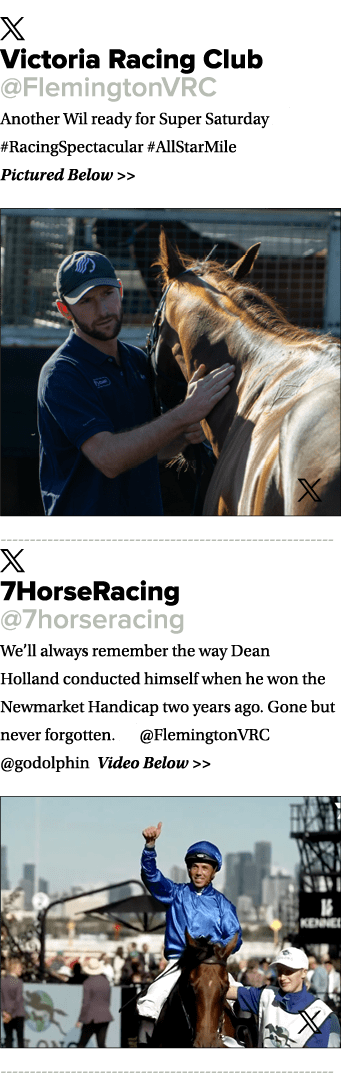 ￼ Victoria Racing Club @FlemingtonVRC Another Wil ready for Super Saturday 💪 #RacingSpectacular #AllStarMile Picture...