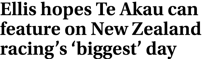 Ellis hopes Te Akau can feature on New Zealand racing’s ‘biggest’ day