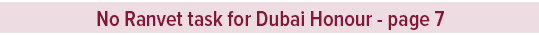 No Ranvet task for Dubai Honour page 