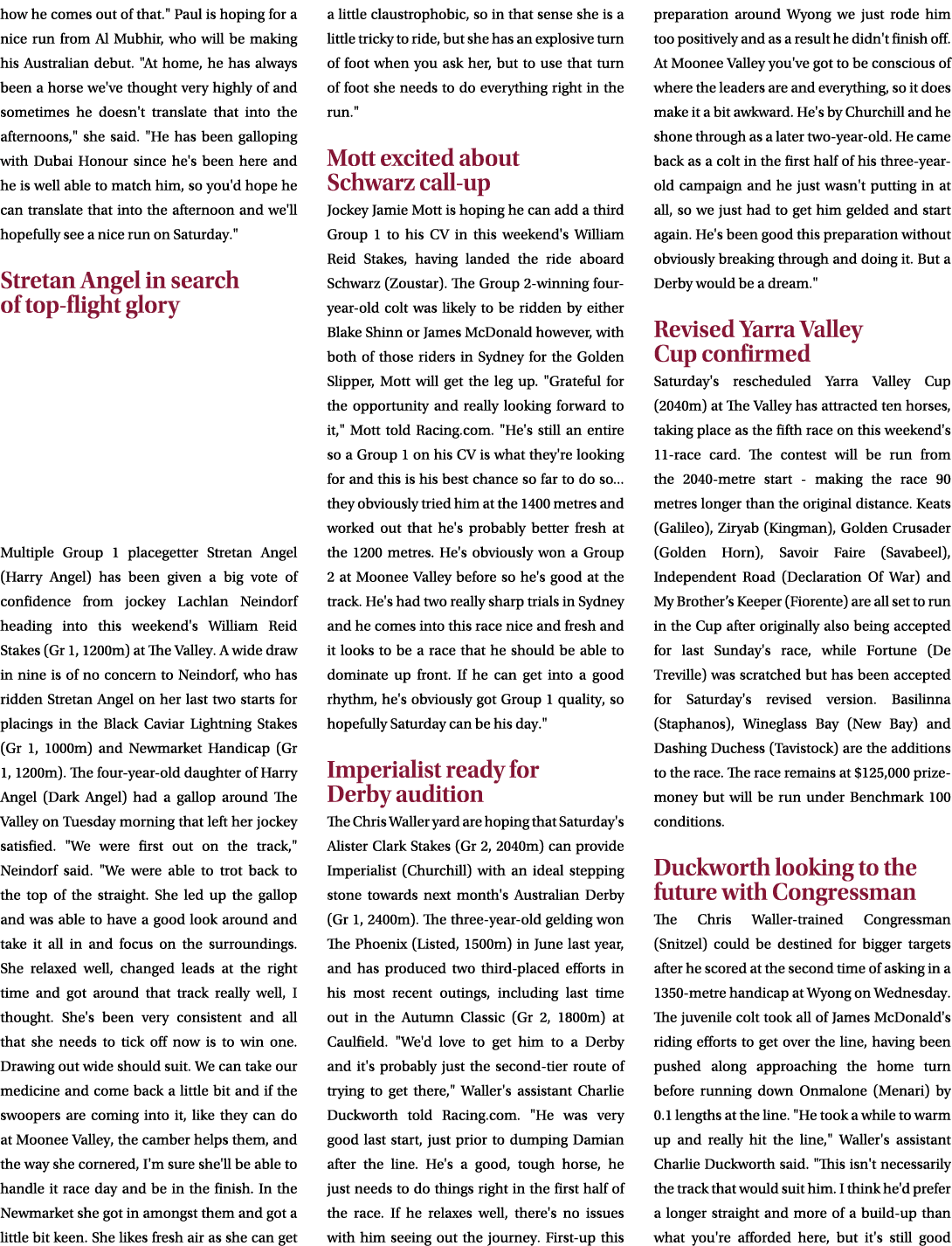 how he comes out of that.\“ Paul is hoping for a nice run from Al Mubhir, who will be making his Australian debut. \"...