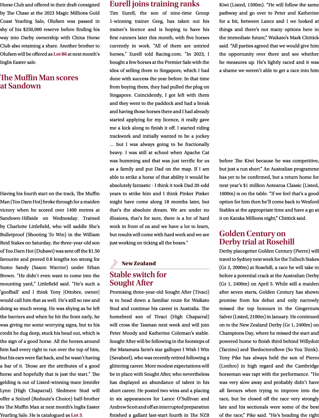 Horse Club and offered in their draft consigned by The Chase at the 2023 Magic Millions Gold Coast Yearling Sale, Olu...