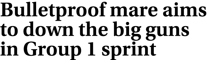 Bulletproof mare aims to down the big guns in Group 1 sprint