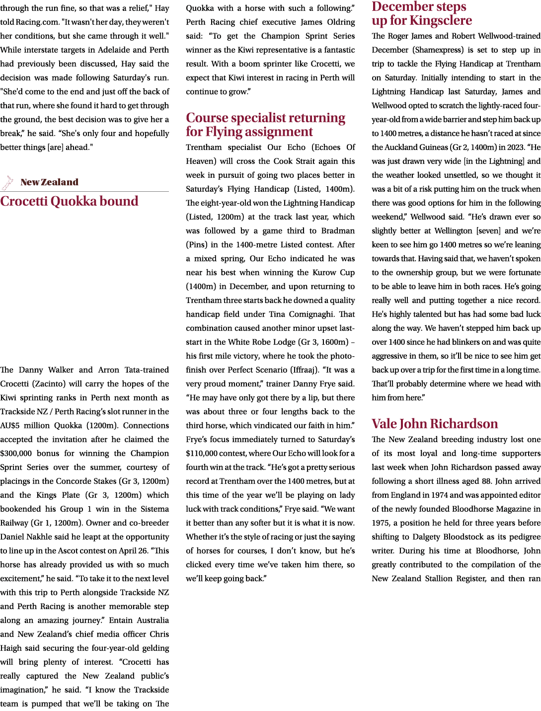 through the run fine, so that was a relief,\“ Hay told Racing.com. \"It wasn't her day, they weren't her conditions, ...