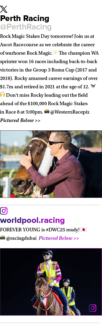 ￼ Perth Racing @PerthRacing Rock Magic Stakes Day tomorrow! Join us at Ascot Racecourse as we celebrate the career of...