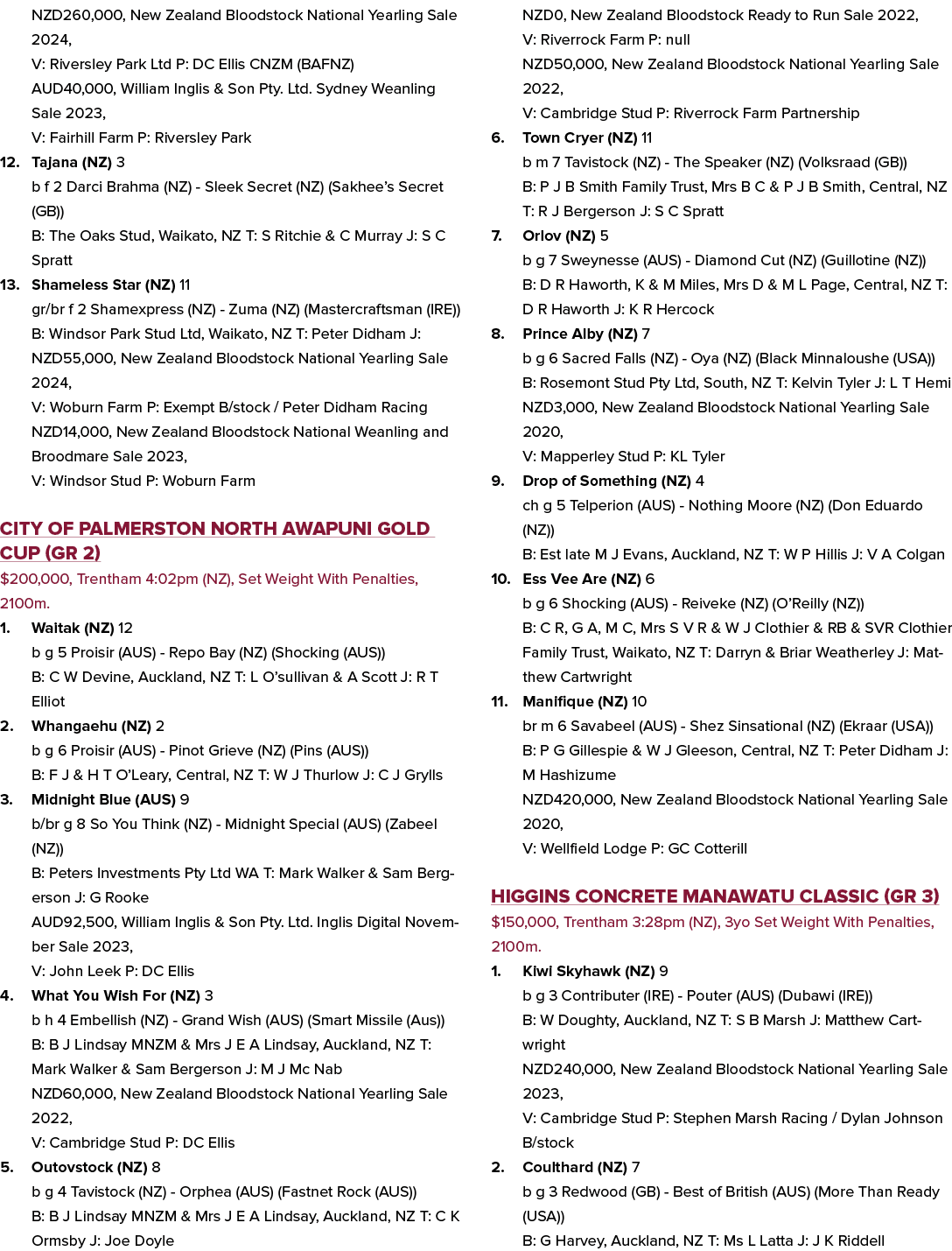 NZD260,000, New Zealand Bloodstock National Yearling Sale 2024, V: Riversley Park Ltd P: DC Ellis CNZM (BAFNZ) AUD40,...