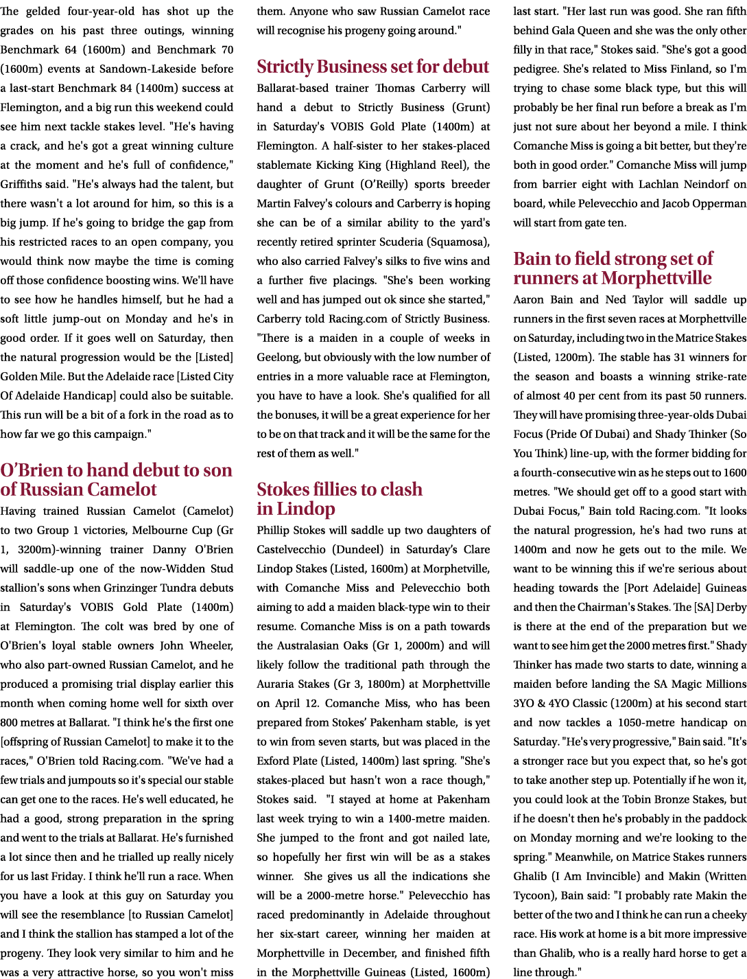 The gelded four year old has shot up the grades on his past three outings, winning Benchmark 64 (1600m) and Benchmark...