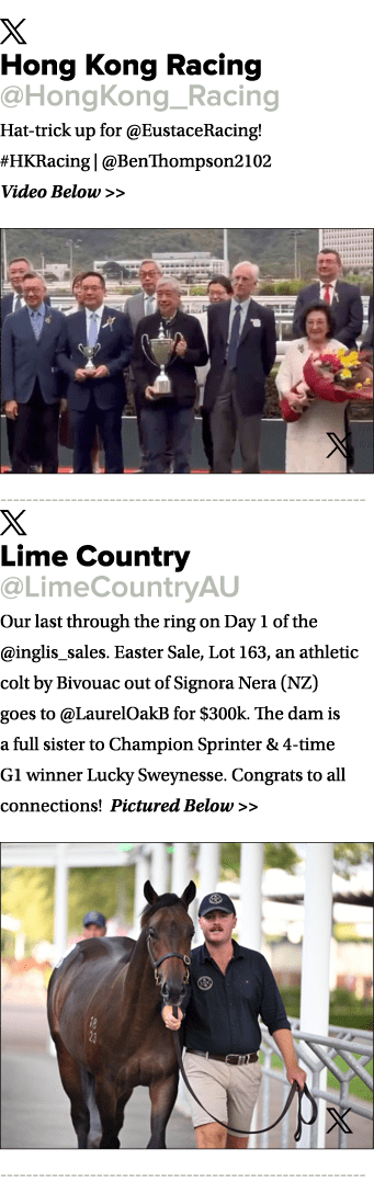 ￼ Hong Kong Racing @HongKong_Racing Hat trick up for @EustaceRacing! #HKRacing | @BenThompson2102 Video Below   ￼ ￼ ...