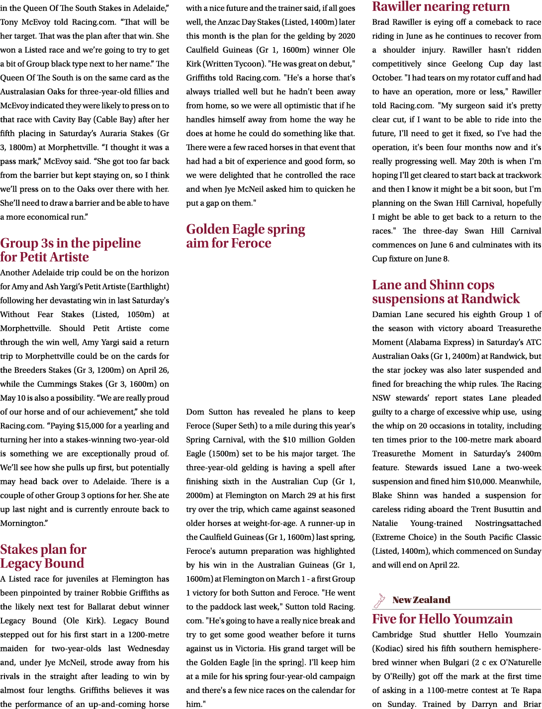 in the Queen Of The South Stakes in Adelaide,” Tony McEvoy told Racing.com. “That will be her target. That was the pl...